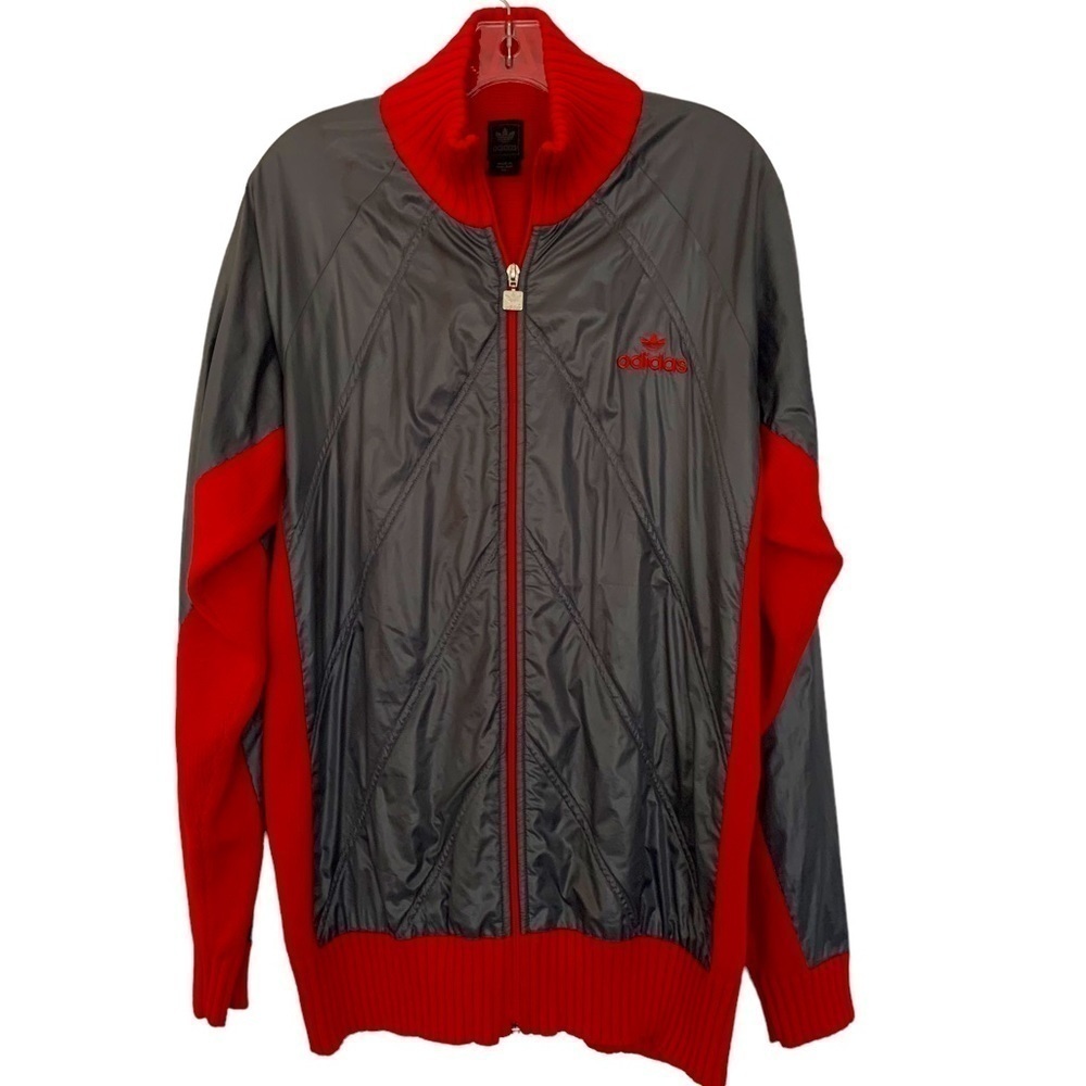 Adidas Y2K Icebreaker Gray Quilted Red Knit Bomber Training Varsity Jacket Sz L